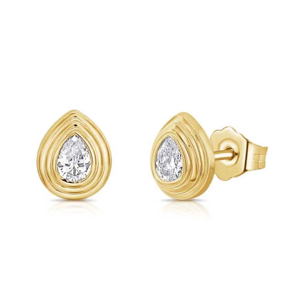 Statement Gold Pear Diamond Studs