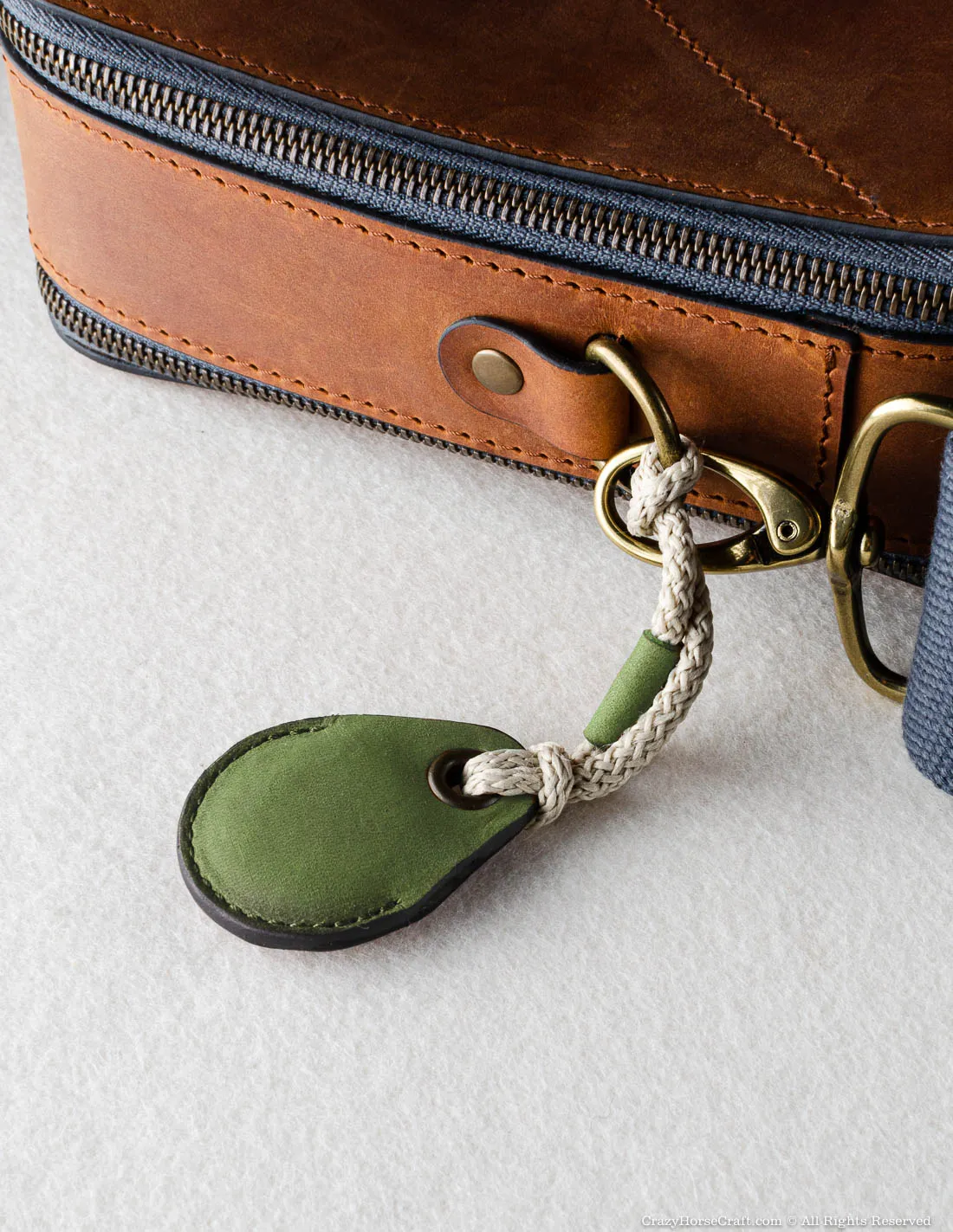 Veg-Tanned Leather AirTag Holder / Case / Key Tag | Alpine Green