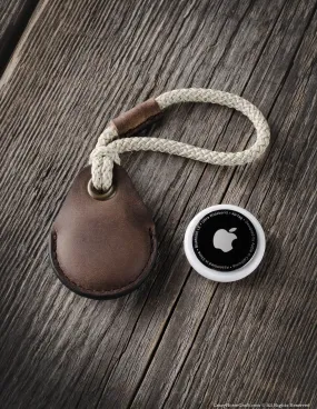 Veg-Tanned Leather AirTag Holder / Case / Key Tag | Wood Brown