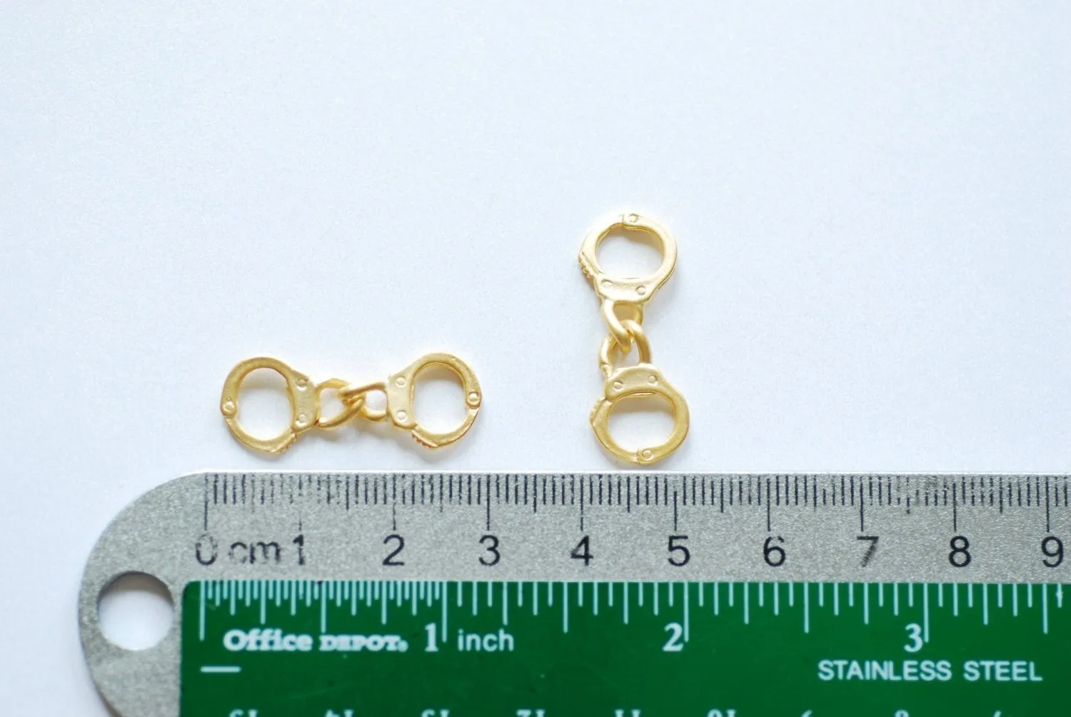 Vermeil Matte Gold Handcuffs, 18k gold plated over Sterling Silver, handcuff charm, handcuffs, Wholesale Vermeil Charms, Vermeil Supplies