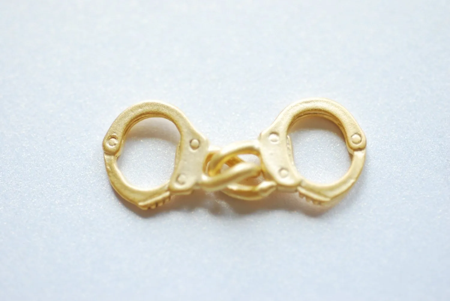 Vermeil Matte Gold Handcuffs, 18k gold plated over Sterling Silver, handcuff charm, handcuffs, Wholesale Vermeil Charms, Vermeil Supplies